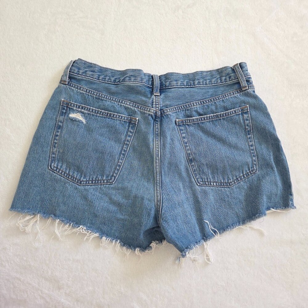 Uniqlo Distressed Denim Shorts 30" Blue Thrashed Cut Off High Rise Summer Casual - Picture 2 of 12